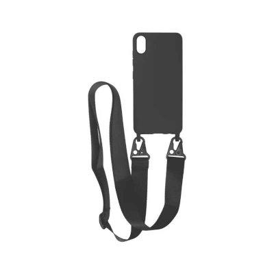 Bild på iphone-xs-max-liquid-silicone-phone-cover-with-hand-rope-high-quality-black.jpeg