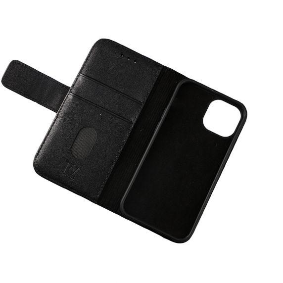 Pilt tootest iPhone 13 Mini rahakotikott Nahk Rvelon - Must