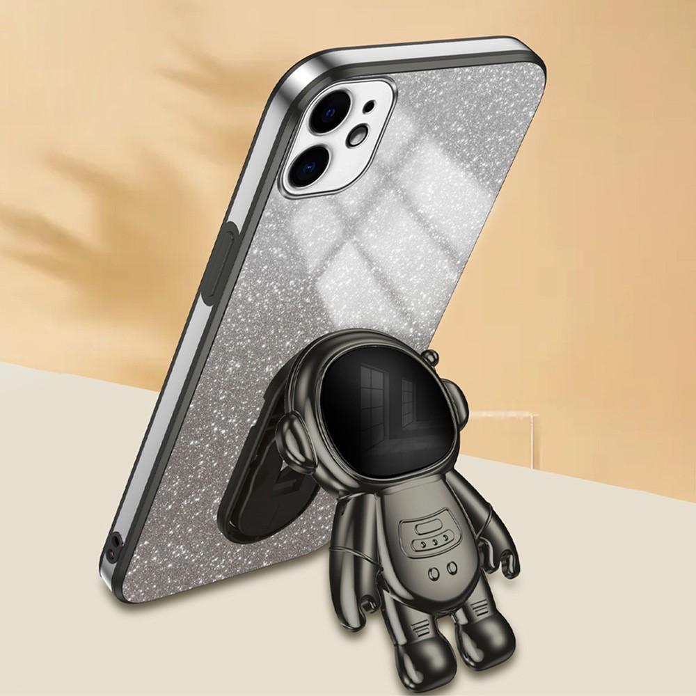 Bild von iPhone 12 mini Stoßfestes Astronauten-Case mit Ständer - Schwarz