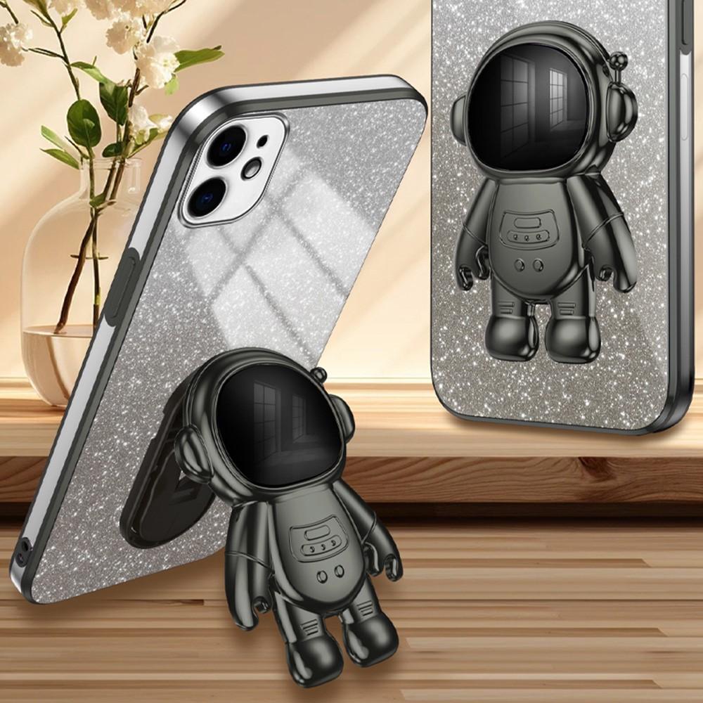 Bild von iPhone 12 mini Stoßfestes Astronauten-Case mit Ständer - Schwarz